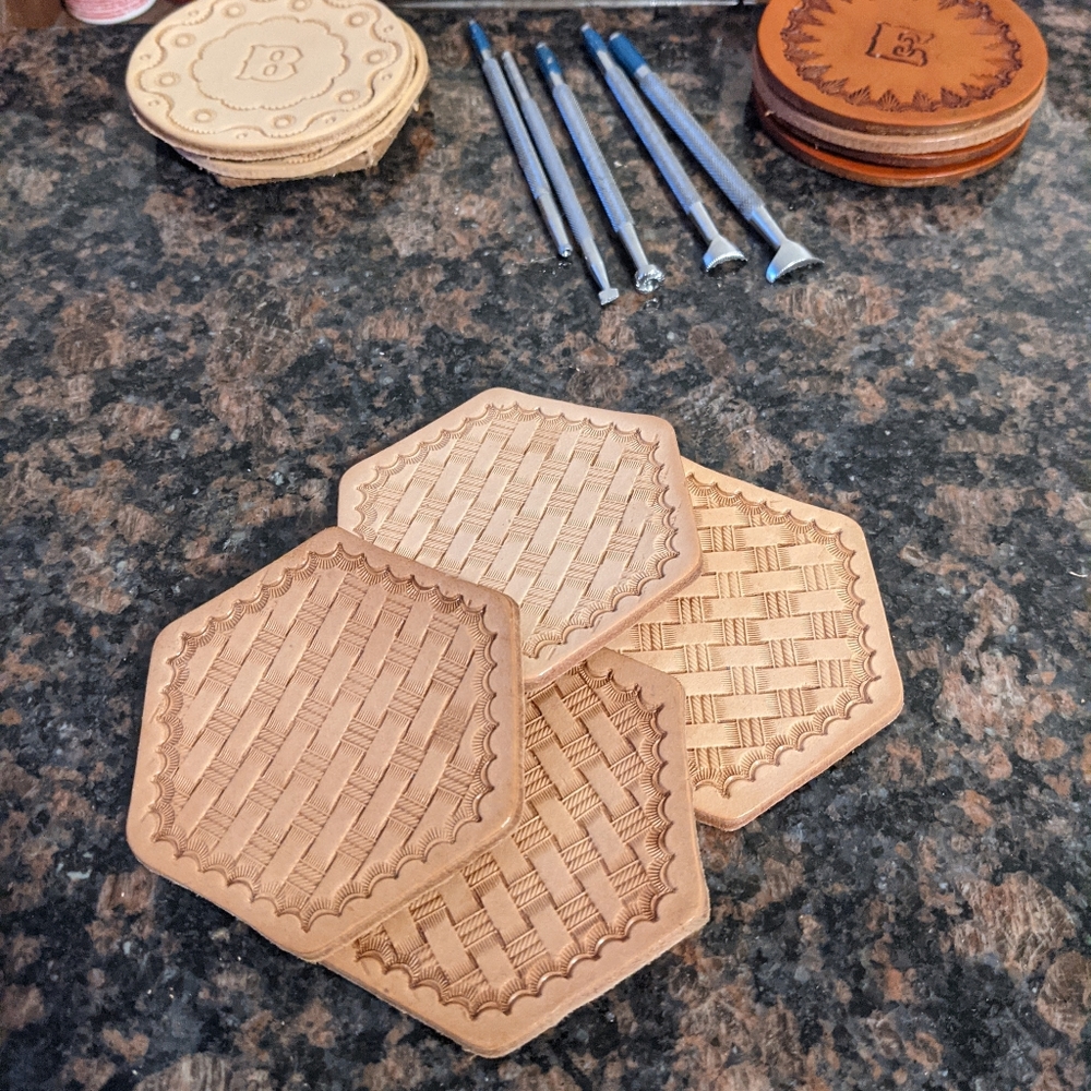 Leather coaster sets - Picture 6 of 6